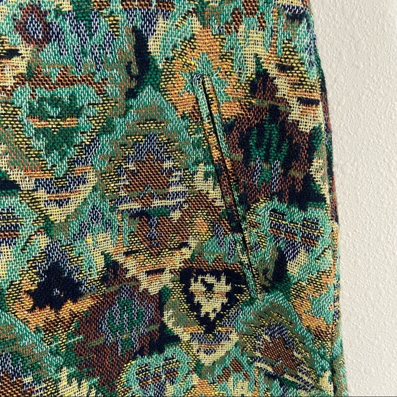 Zara Basic Tapestry Print High Waist Side Zip Wool Blend Mini Shorts Sz M NWT - Picture 2 of 9